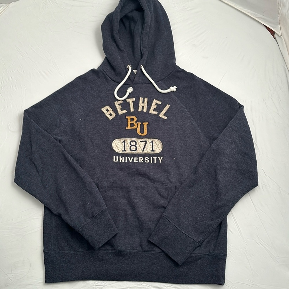 Campus Crew Bethel University gray blue logo pullover hoodie